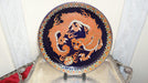 Plato Oriental Antiguo Dragon Esmaltado Cobalto Y Oro Vealo 1