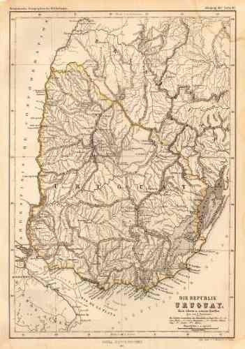 Mapa De Uruguay En 1857 (en Alemán) - Lámina 45x30 Cm. 0