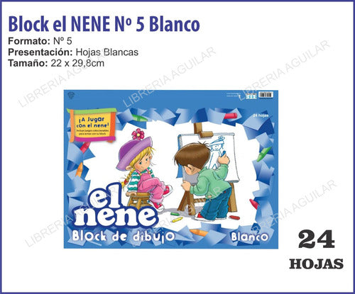 Block El Nene Blanco Nº 5 - Para Dibujo Acuarela Tempera 0