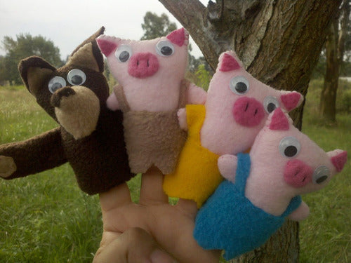 Títeres y cosas lindas 7 Finger Puppets Story The Three Little Pigs Piglets And The Wolf 2