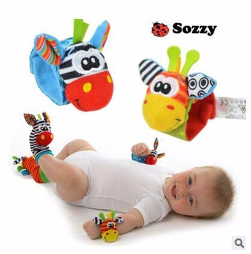 Sassy 2 Wrist Rattles 2 Socks Rattles Baby Stimulation Set 4 Pieces 0