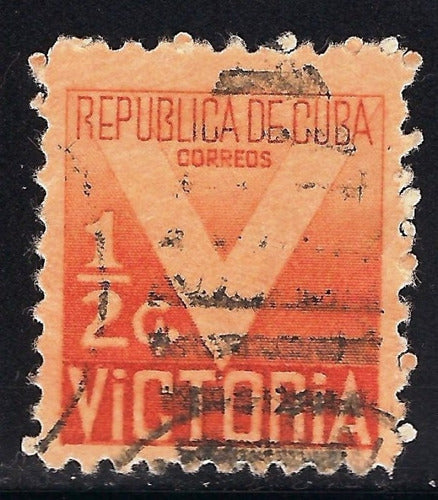 Antiguo Sello Republica De Cuba Correo 1/2 C Victoria 1942 0