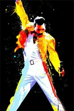 Freddie Mercury - Queen - Colorido - Poster Lámina 45x30 Cm 0