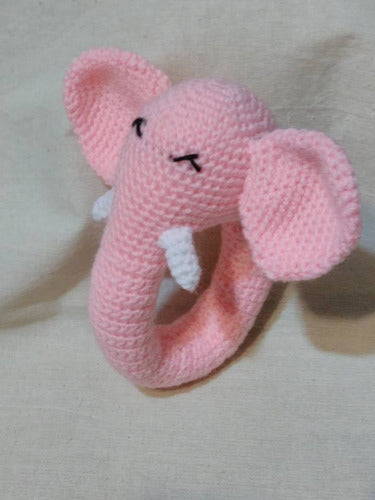 Circular Elephant Baby Crochet Rattle The Enchanted Crystal 2