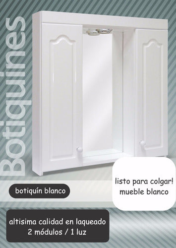 Ale-Myr Mirror Medicine Cabinet with Light 70x70x11 / 2 Module White 1