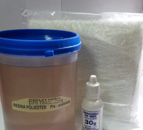 Kit 1kg Resina Nautica, Fibra De Vidrio 1m2 Y Catalizador 0