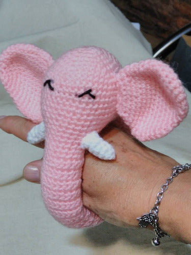 Circular Elephant Baby Crochet Rattle The Enchanted Crystal 3