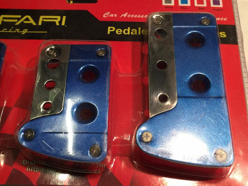 Pedaleras Auto 3pzs Metal Color Azul  Sujecion Calidad !! 0