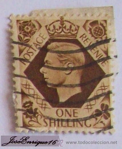 Antiguo Sello Inglaterra One Shilling Postage Revenue Leer! 0