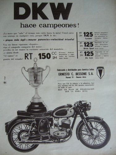 Moto Dkw Publicidad Gráfica / Año 1962 0