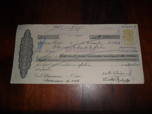 Antiguo Documento Banco Nacion Argentina Estampilla Sello 0