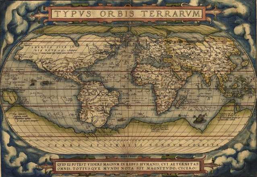 Mapamundi De Ortelius En 1570 - 45 X 30 Cm 0