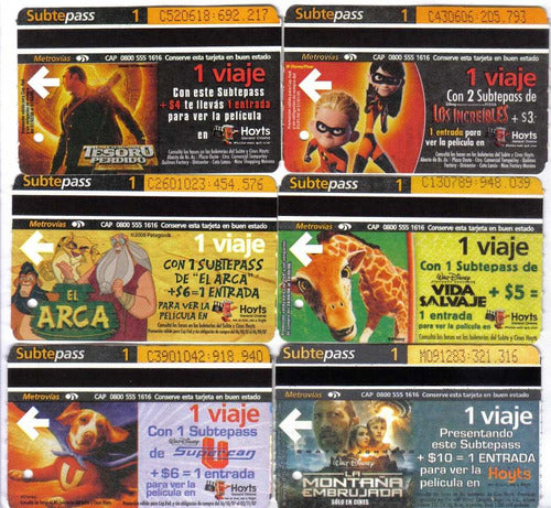 Lote De Tarjetas Del Metro Subte Series Películas Colección 0