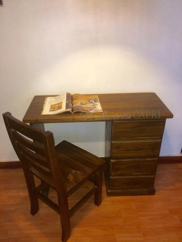 Amoblamientos Capri Escritorio Con Cajonera 120x40cm Estilo Campo Pino Encerado 5