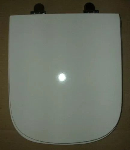 Padilak Arcadia White Wood Toilet Seat Cover with Chrome Hinges 0