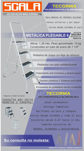 Scala Foldable Metal Ladder - Steel Tube 6 Steps 2