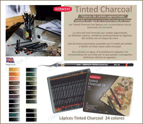 Derwent Tinted Charcoal 24 Colored Pencil Set 4