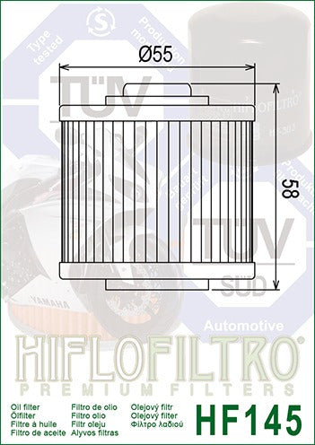 Hiflofiltro Oil Filter for Yamaha ATV YFM Raptor 700 - XT 600 - Powertech Motos 1