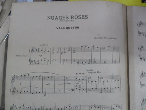 Antigua Partitura Nuages Roses Nubes Rosadas R Berger Boston 1