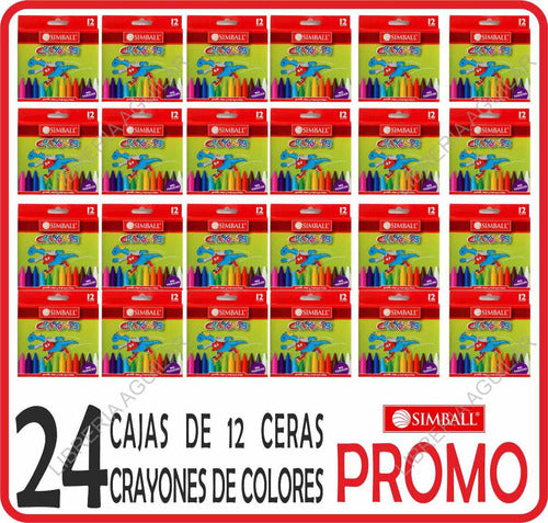 24 Cajas De 12 Un Crayones Simball Crayon De Cera No Toxico 0