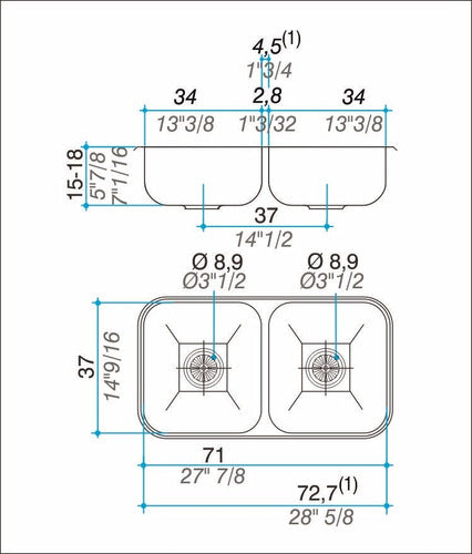 Johnson Pileta De Cocina Doble Acero C37/18 1