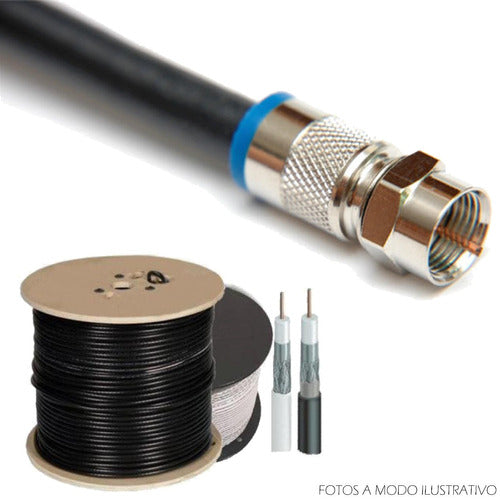 Cable Coaxil 3 Mt Rg-6 C/ Fichas Compresion Profesional Hd 1