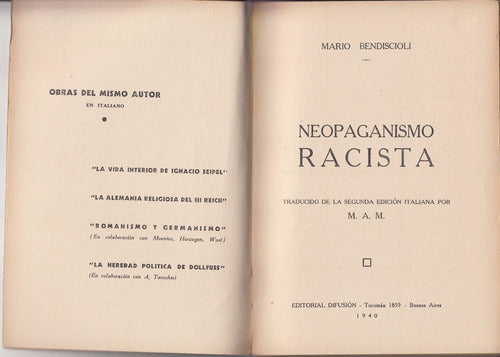 1940 Neopaganismo Racista Mario Bendiscioli Religion Escaso 1