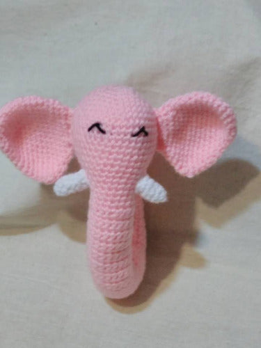 Circular Elephant Baby Crochet Rattle The Enchanted Crystal 0