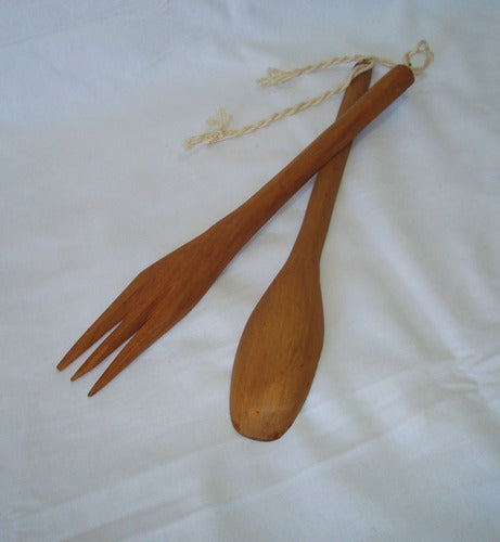 Bariloche Set of Handcrafted Wooden Spoon and Fork - Rustic Style 5