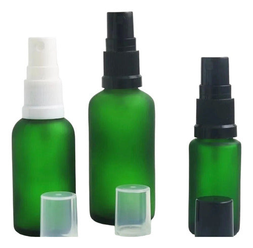 Frasco Vidrio Verde Esmerilado 50ml Con Tapa Y Spray Packx30 0