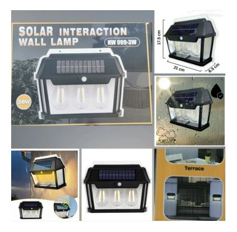 Solar Wall Lamp with Motion Sensor 3 LED Outdoor Waterproof Cold 4