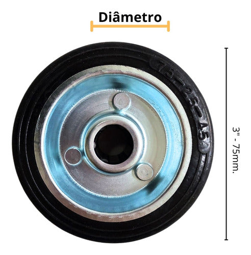 6 Roda Borracha Maciça 3 Polegada Rolamento Rolete Beltools 2