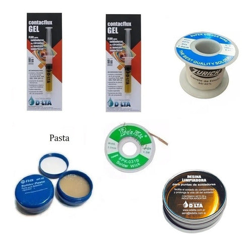 Kit Para Soldar Flux Gel Pasta Malla Resina Estaño 6 Piezas 0