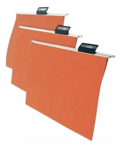 Pack of 100 Hanging Folders with Fixed or Mobile Visor - Brick Color, 170g, Legal Size 3