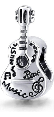 LAMOONY Charm De Guitarra 925 Sterling Silver Note Charm Music Charm 0