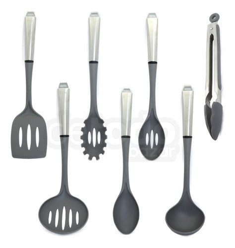 Hudson Set of 7 Nylon Cooking Utensils with Stainless Steel Handle 0