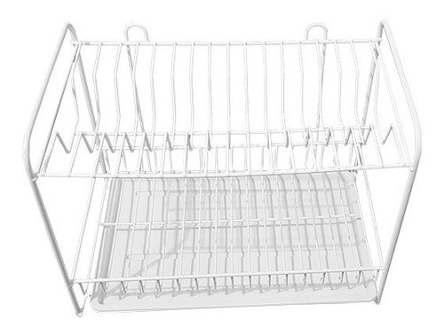 Boxtul Two-Tier Dish Rack for 16 Plates with Cutlery Holder in Stainless Steel 7