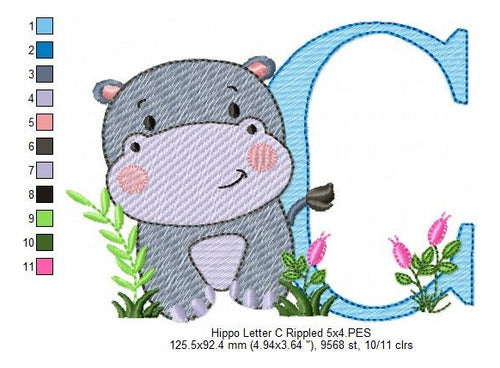 Embroidery Machine Infant Template Hippo Letter C 4227 4