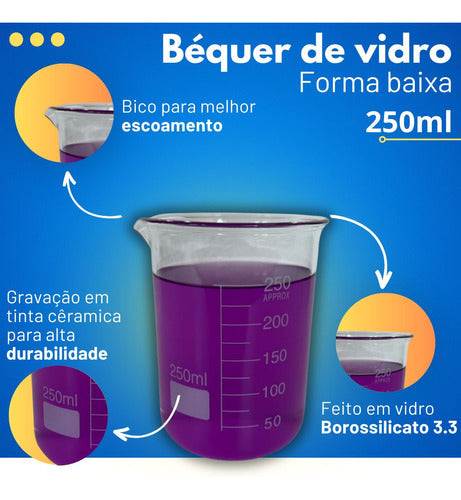 Béquer Becker Vidro Forma Baixa Griffin 250ml Laboratório 2