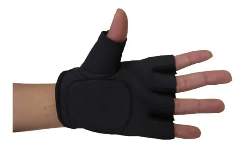 Saibike Guantes Bici Spinning Fitness 1/2 Dedo Neoprene Negro 2