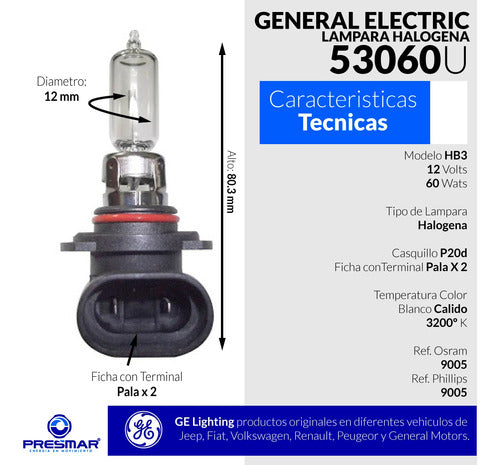 General Electric Hb3 12V 60W P20D (9005) Lamp 2