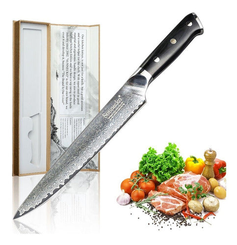 Cuchillo Cocina Silicing Acero Damasco Japonés 8'' 203mm 0