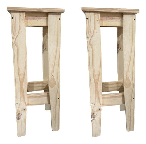 Queri Accesorios 2 Banco Taburete Silla De Pino Natural 75cm Alto 0