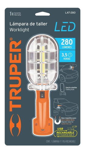 Portatil Lampara De Taller Recargable, 280 Lm, Truper Lat280 0
