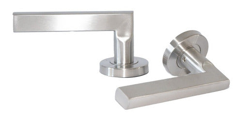 Stainless Steel Flat Model Door Handle Set with Rebound Feature 1