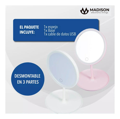 Madison LED Touch Makeup Mirror with Adjustable Base 3