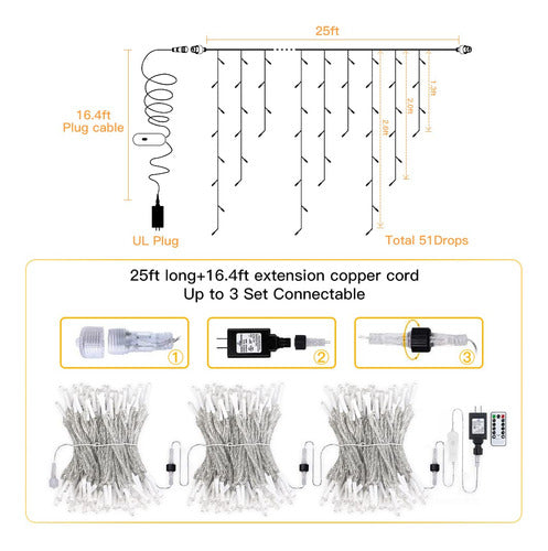 Ollny Christmas Lights for Outdoors, 306 LED, 25 Feet, Light 6