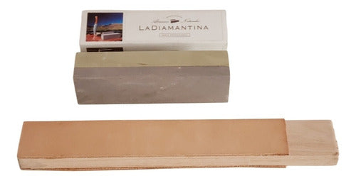 Asentados Combo Leather Strop with La Diamantina Dual-Sided Stone - 18cm 0