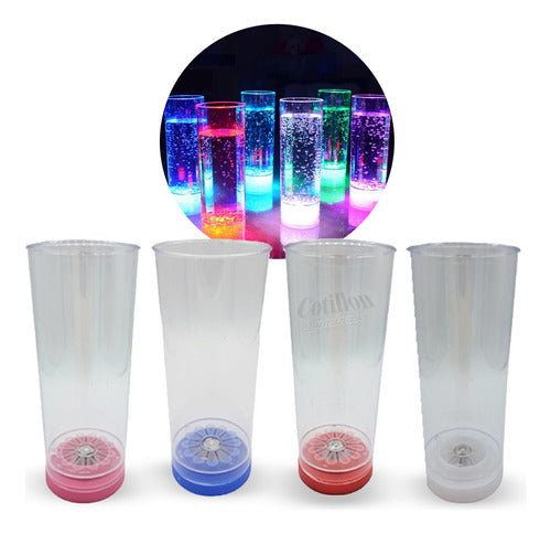 6 Vasos Largos Luminosos Luz Led Cotillon Carioca Fiesta 0