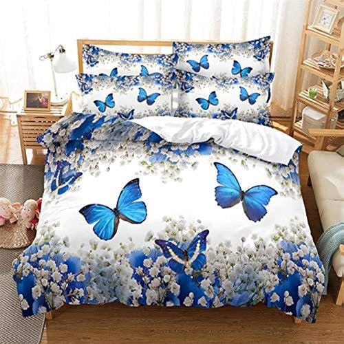 Juego De Cama Con Funda Nórdica De Mariposa Azul Manxi, Fund 0